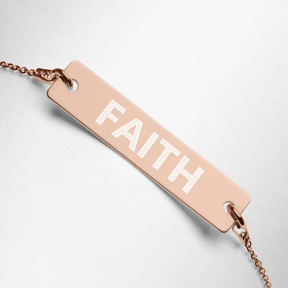 FAITH Engraved Silver Bar Chain Bracelet by Gianneli Fadia, Noura