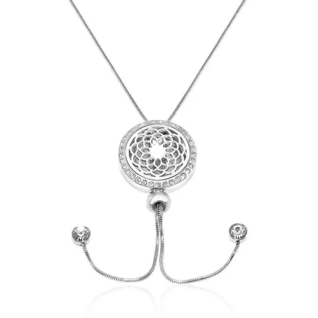 Chrysanthemum Pendant Necklace with adjustable Snake Chain FEP028ZA Aura Scent