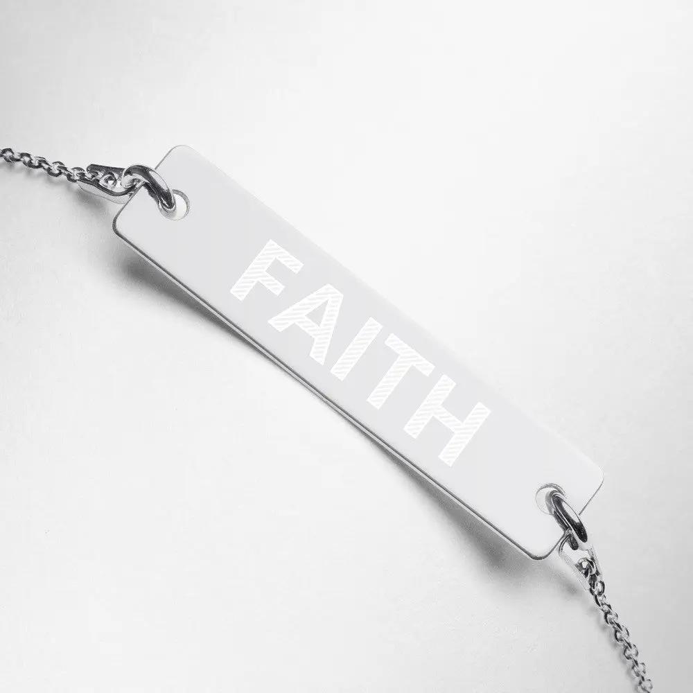 FAITH Engraved Silver Bar Chain Bracelet by Gianneli Fadia, Noura