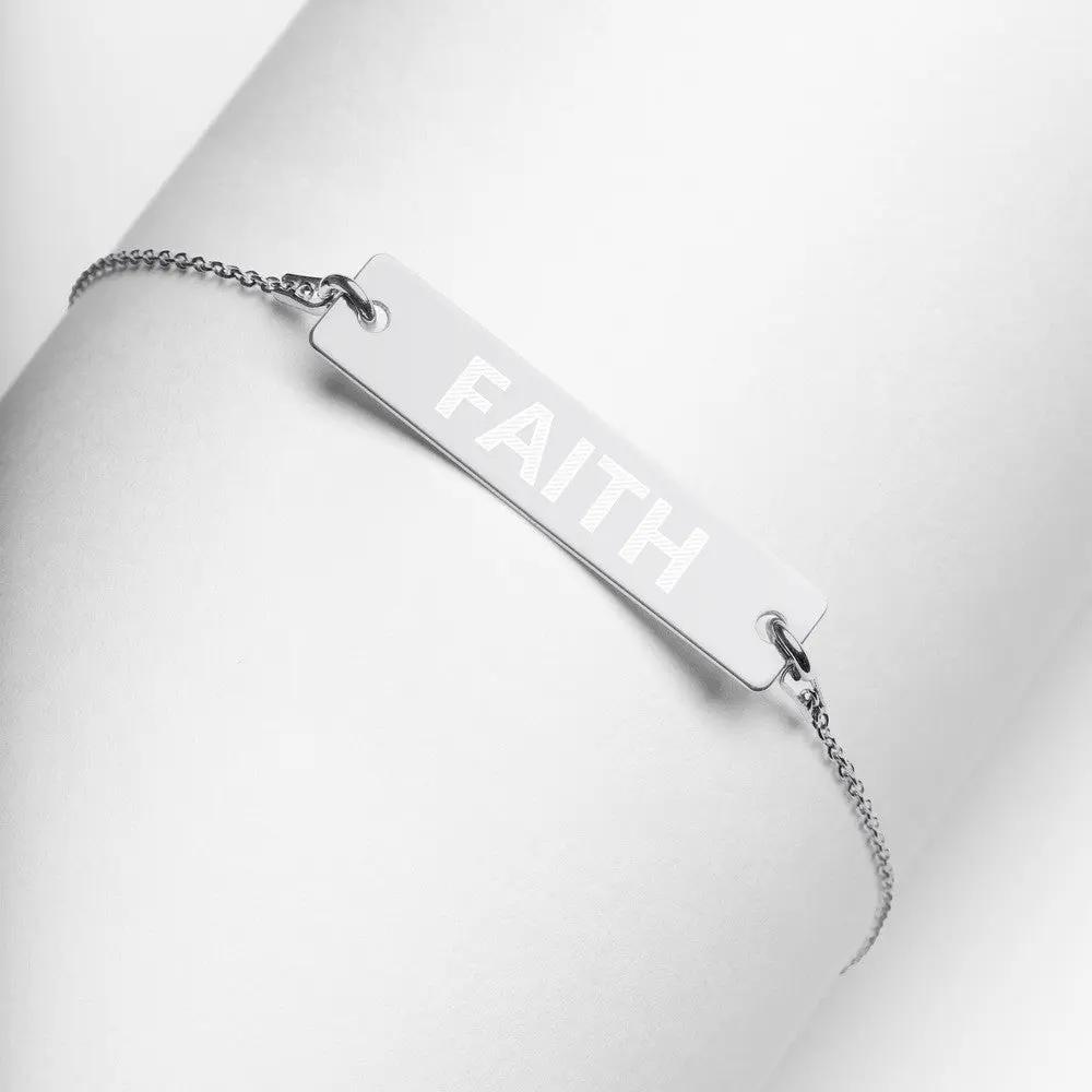 FAITH Engraved Silver Bar Chain Bracelet by Gianneli Fadia, Noura