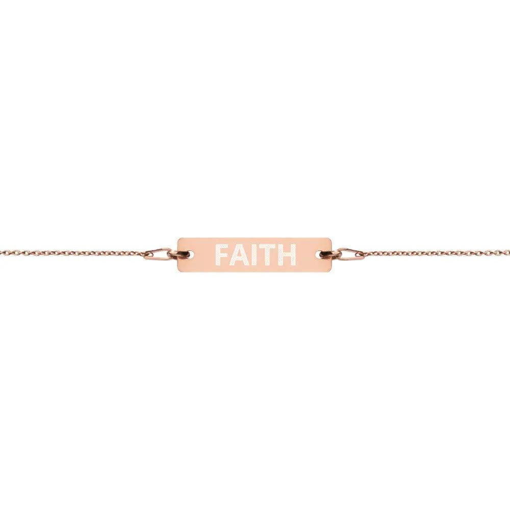 FAITH Engraved Silver Bar Chain Bracelet by Gianneli Fadia, Noura
