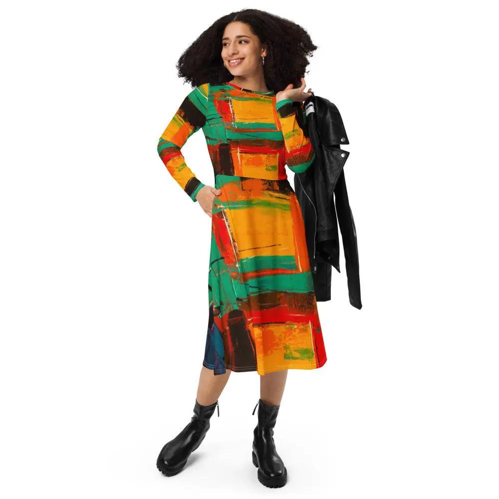 Gianneli Colours Long Sleeve Midi Dress Fadia, Noura