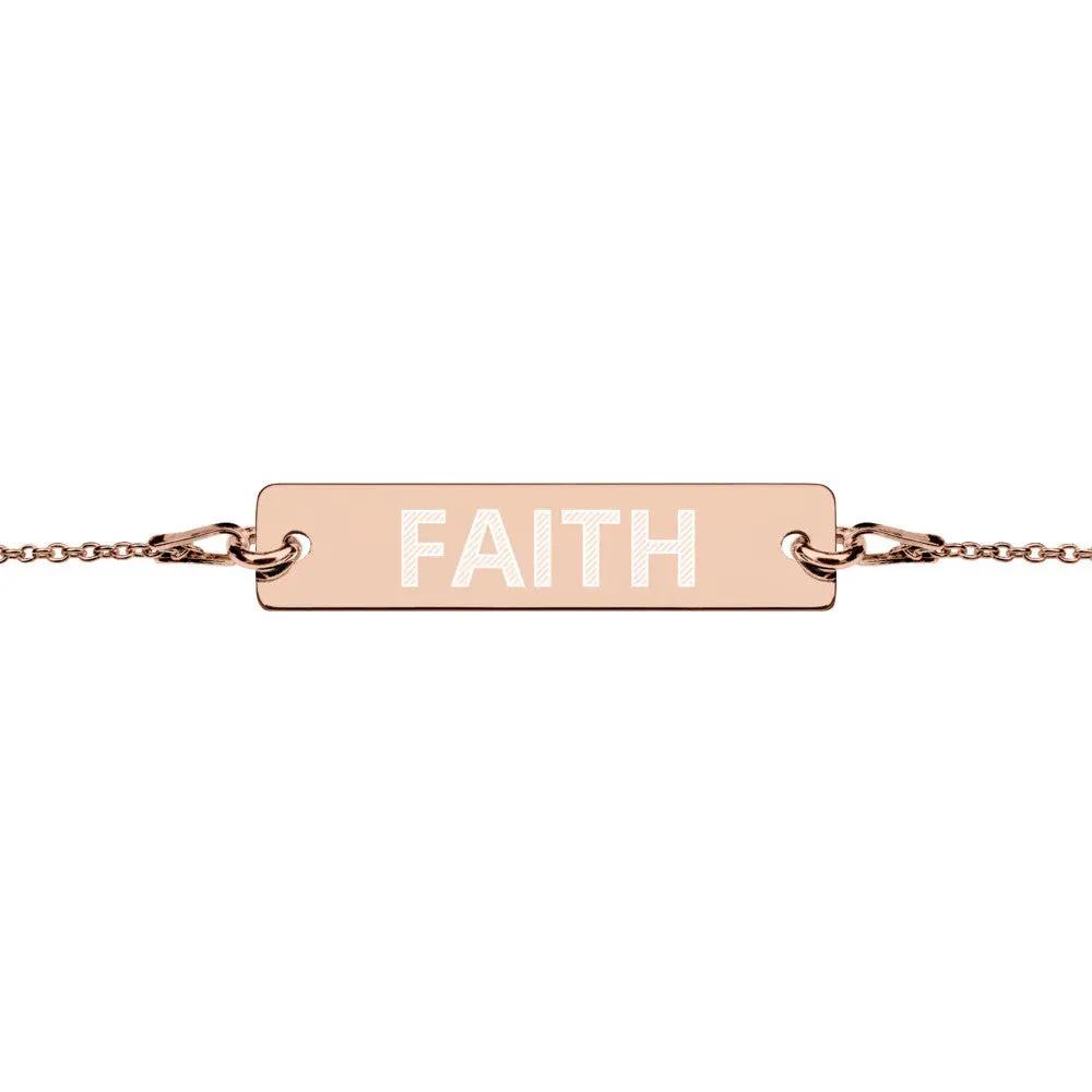 FAITH Engraved Silver Bar Chain Bracelet by Gianneli Fadia, Noura